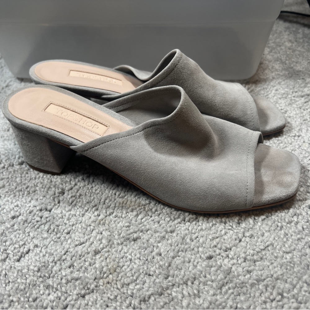 Topshop Gray Block Heel Sandals View 4